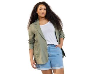 Yours Curve Green Relaxed Linen Blazer - Women's - Plus Size Curve