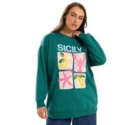 Yours Curve Green 'Sicily' Slogan Sweatshirt - Women's - Plus Size Curve