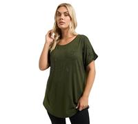 Yours Curve Green Star Print Grown-On Sleeve T-Shirt - Women's - Plus Size Curve
