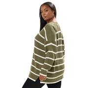 Yours Curve Green Stripe Knitted Jumper - Women's - Plus Size Curve