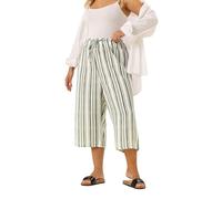 Yours Curve Green Stripe Linen Look Culottes - Women's - Plus Size Curve