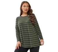 Yours Curve Green Stripe Ribbed Swing Top - Women's - Plus Size Curve