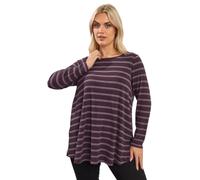 Yours Curve Green Stripe Ribbed Swing Top - Women's - Plus Size Curve