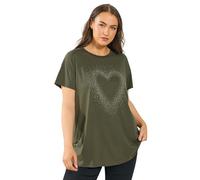 Yours Curve Green Studded Heart T-Shirt - Women's - Plus Size Curve