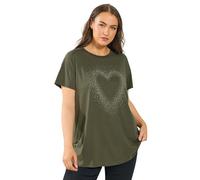 Yours Curve Green Studded Heart T-Shirt - Women's - Plus Size Curve