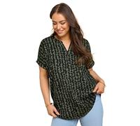 Yours Curve Green Textured Abstract Spot Notch Neck Top - Women's - Plus Size Curve