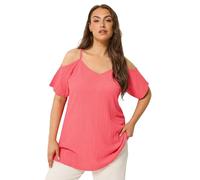 Yours Curve Green Textured Cold Shoulder Top - Women's - Plus Size Curve