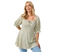 Yours Women's Textured Ditsy Floral Milkmaid Top in Light Green | Size: 18 Yours Light Green 18