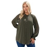 Yours Curve Green Textured Frill Neck Blouse - Women's - Plus Size Curve