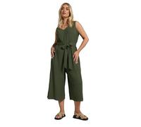 Yours Curve Green Textured Tie Waist Jumpsuit - Women's - Plus Size Curve