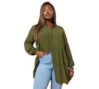Yours Curve Green Tiered Crochet Detail Shirt - Women's - Plus Size Curve