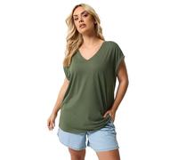 Yours Curve Green V-Neck Basic T-Shirt - Women's - Plus Size Curve