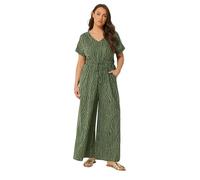 Yours Curve Green Zebra Print Cotton Jumpsuit - Women's - Plus Size Curve