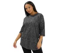 Yours Curve Grey Check Side Button Top - Women's - Plus Size Curve Charcoal