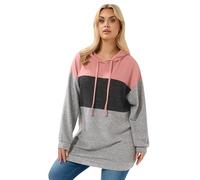 Yours Curve Grey Colourblock Stripe Hoodie - Women's - Plus Size Curve