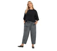 Yours Curve Grey Corduroy Barrel Leg Trousers - Women's - Plus Size Curve
