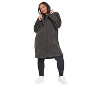 Yours Curve Grey Faux Fur Teddy Coat - Women's - Plus Size Curve