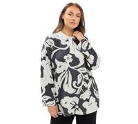 Yours Curve & Grey Floral Rugby Collar Top - Women's - Plus Size Curve