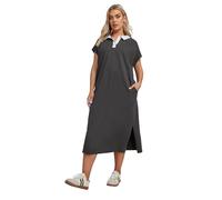 Yours Curve Grey Jersey Collar Grown Sleeve Dress - Women's - Plus Size Curve