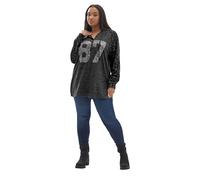 Yours Curve Grey Leopard Sequin '87' Varsity Hoodie - Women's - Plus Size Curve