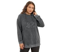 Yours Curve Grey 'New York' Embroidered Slogan Hoodie - Women's - Plus Size Curve