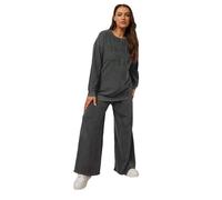 Yours Curve Grey 'New York' Embroidered Slogan Sweatshirt - Women's - Plus Size Curve