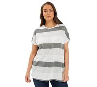 Yours Curve & Grey Stripe Shimmer Top - Women's - Plus Size Curve