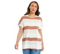 Yours Curve & Grey Stripe Shimmer Top - Women's - Plus Size Curve