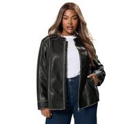 Yours Curve Grey Washed Faux Leather Jacket - Women's - Plus Size Curve