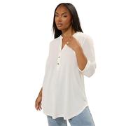 Yours Curve Half Placket Ribbed Shirt - Women's - Plus Size Curve White