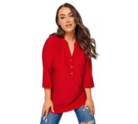 Yours Curve Half Placket Shirt - Women's - Plus Size Curve Red