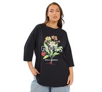 Yours Curve 'Happiness Grows' Floral T-Shirt - Women's - Plus Size Curve Black