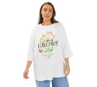 Yours Curve 'Happiness Grows' Floral T-Shirt - Women's - Plus Size Curve White