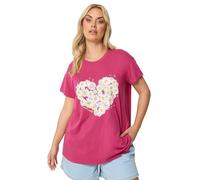 Yours Curve Heart Daisy Print T-Shirt - Women's - Plus Size Curve