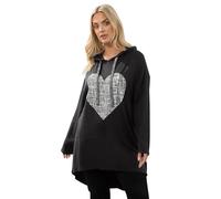 Yours Women's Heart Longline Hoodie in Black | Size: 20 Yours Black 20