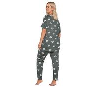 Yours Curve Heart Print Pyjama Set - Women's - Plus Size Curve Grey