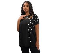 Yours Curve Heart Print Slash Detail Top - Women's - Plus Size Curve Black
