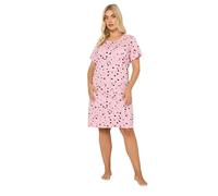 Yours Curve Heart & Star Print Placket Nightdress - Women's - Plus Size Curve Pink
