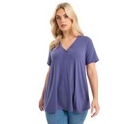 Yours Curve Henley Short Sleeve T-Shirt - Women's - Plus Size Curve Purple