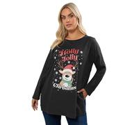 Yours Women's Glitter Slogan Christmas Top in Black | Size: 22-24 Yours Black 22-24