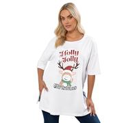 Yours Curve 'Holly Jolly' Glitter Novelty Christmas Top - Women's - Plus Size Curve White