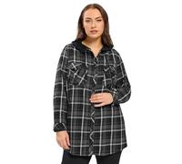 Yours Women's Hooded Check Shirt in Dark Grey | Size: 14