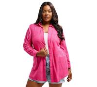 Yours Curve Hot Pink Broderie Anglaise Long Sleeve Shirt - Women's - Plus Size Curve