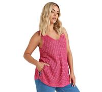 Yours Curve Hot Pink Metallic Crochet Knitted Vest Top - Women's - Plus Size Curve
