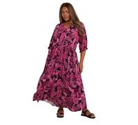 Yours Curve Hot Pink Palm Print Button Front Maxi Dress - Women's - Plus Size Curve