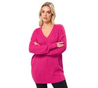 Yours Curve Hot Pink V-Neck Knitted Jumper - Women's - Plus Size Curve
