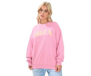 Yours Curve 'Ibiza' Slogan Sweatshirt - Women's - Plus Size Curve Pink