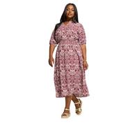 Yours Curve Ikat Notch Neck Midaxi Dress - Women's - Plus Size Curve Red