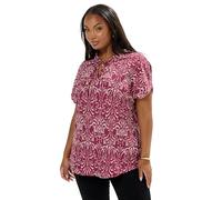 Yours Curve Ikat Textu Frill Neck Top - Women's - Plus Size Curve Red
