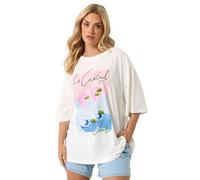 Yours Curve Ivory 'Le Cocktail' Boxy T-Shirt - Women's - Plus Size Curve